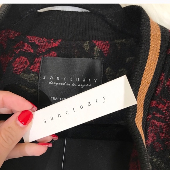 Sanctuary Red Black Floral Bomber Jacket - Picture 7 of 7